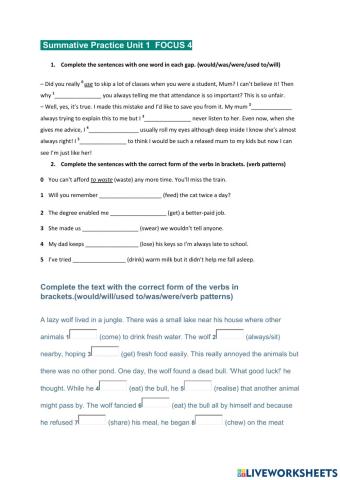 Focus 4 Unit 1 revisionB