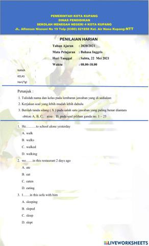 The simple Past Tense