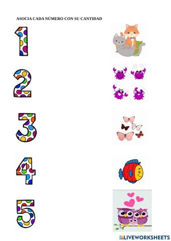 Asociación números hasta el cinco