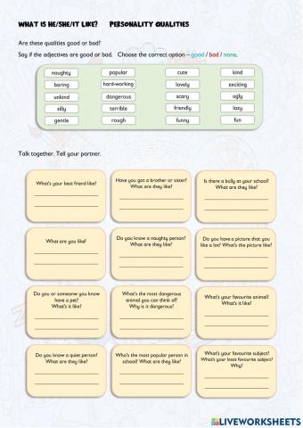 What's he-she-it like? - Personality adjectives