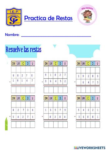 Practica de restas