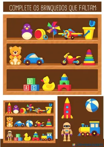 Complete os brinquedos que faltam