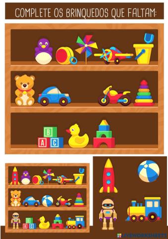 Complete os brinquedos que faltam