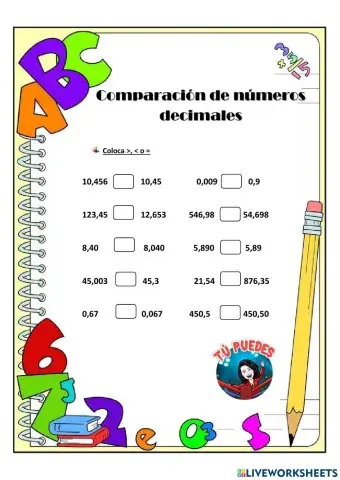 Comparacion de decimales