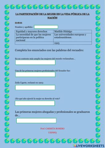 La participación de la mujer  en la nación