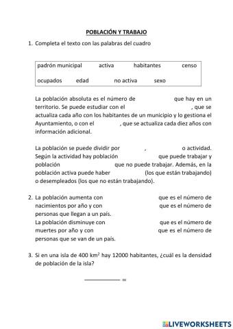 La población y el trabajo