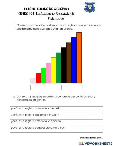 Sumas y restas con Regletas