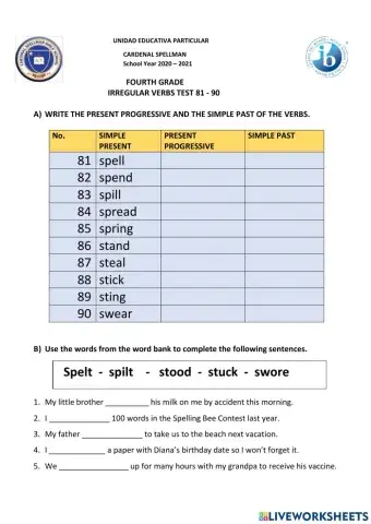 Verbs test 81-90