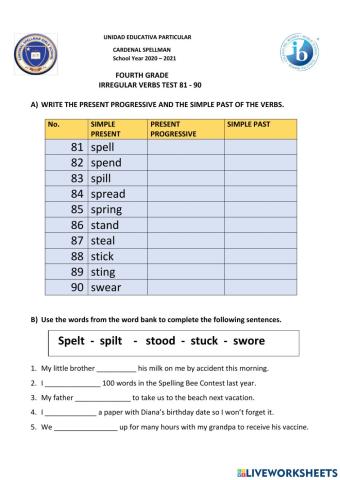 Verbs test 81-90