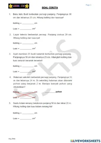 Soal Cerita Luas dan Keliling