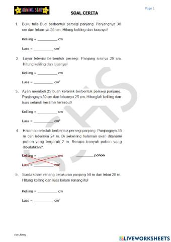 Soal Cerita Luas dan Keliling