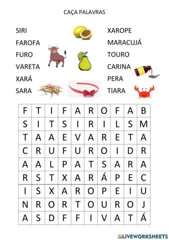 Caça palavras ra re ri ro ru fraco