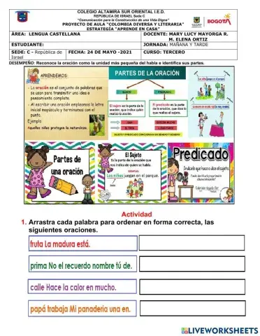 Taller Lengua Castellana Mayo 24 - 2021