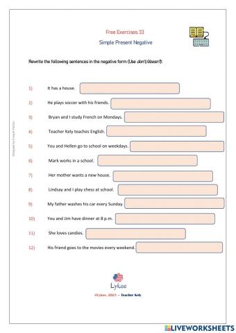 Free 33- Simple Present Neg.