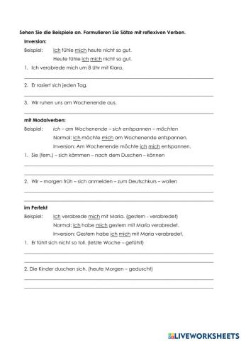 Satzstruktur - Reflexive Verben (v. 2)