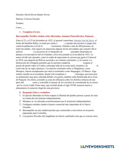 Colombia después de la independencia