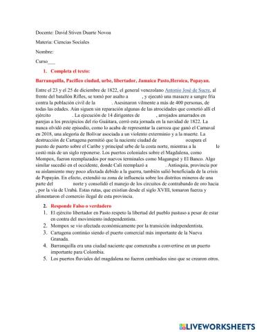 Colombia después de la independencia