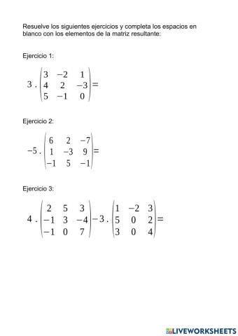 Producto de una matriz por un escalar y suma de matrices