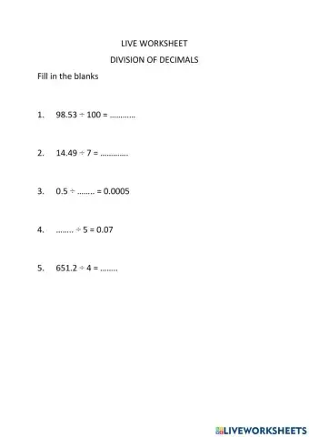 Division of Decimal Numbers