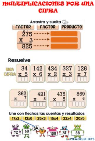 Multiplicación de una cifra