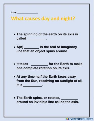 What cause day and night
