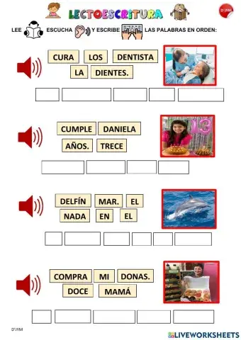 Lectura de oraciones la letra d