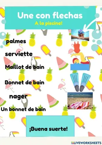 A la piscine- elementos de la piscina en frances