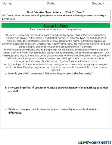 Helping and Making a Difference