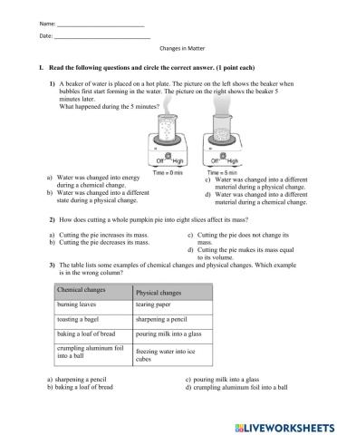 Chemical and Physical change