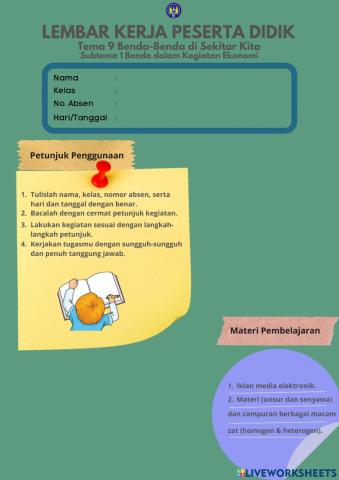LKPD Kelas 5 Tema 9 Subtema 2 Pembelajaran 1