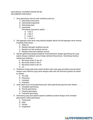 Quiz modul 9 konsep dasar ipa sd