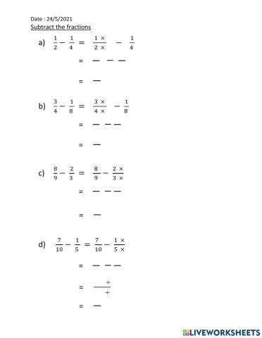 Subtraction of fraction