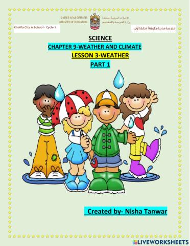 Chapter 9 lesson 3- WEATHER PART 1