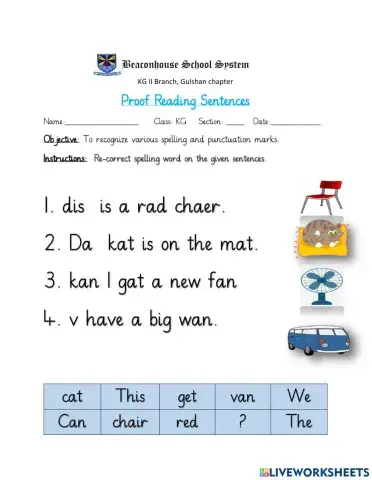 Proof reading sentences