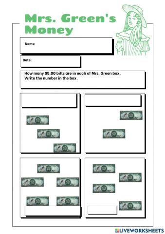 Counting -5 notes worksheet 2