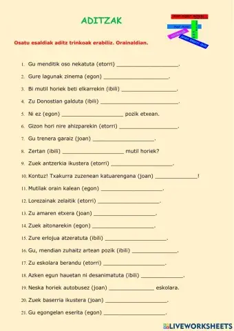 Aditz trinkoak - intransitiboak