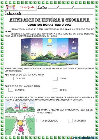 Atividades de história e geografia