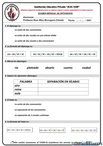 EXAMEN DE ORTOGRAFÍA