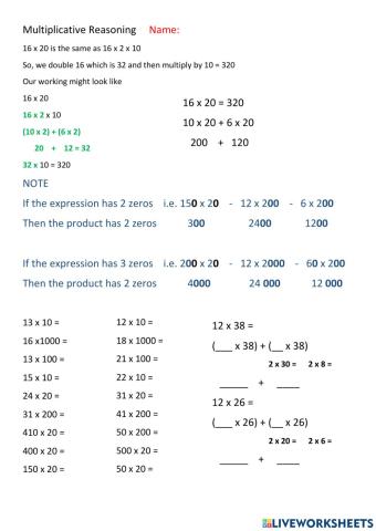 Multiplying by Multiples of 10