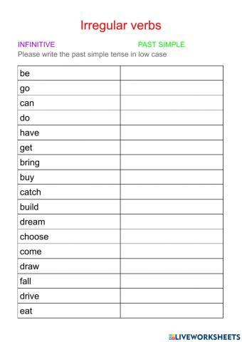 IRREGULAR VERBS MOVERS