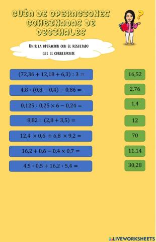 Operaciones combinadas de decimales