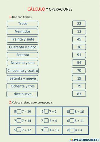 Cálculo y operaciones