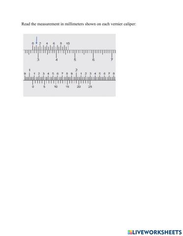 Vernier caliper millimetres