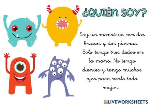 Comprensión lectora monstruos