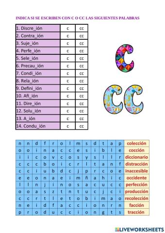 Palabras con -c- y -cc-