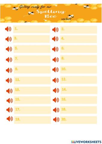 Spelling Bee dictation