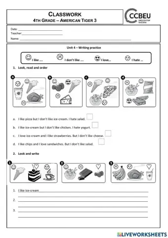 Tiger 3 - Unit 4 - Food