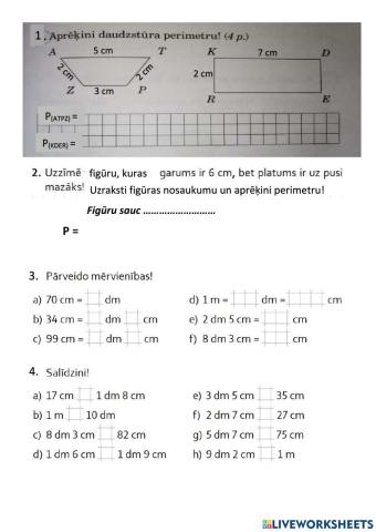 Matemātika - ģeometrija, mēri, nestandarta uzd.