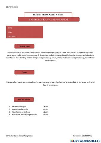 Faktor hambatan pada kawat