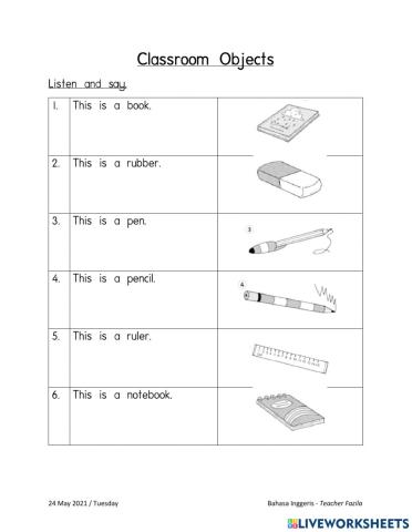 Classroom Objects